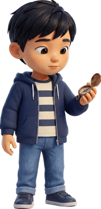 Noah, from the Carpool Crew, holding a compass