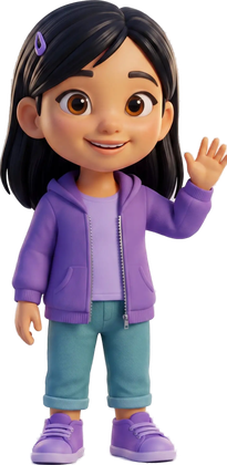 Zoey, from the Carpool Crew, waving